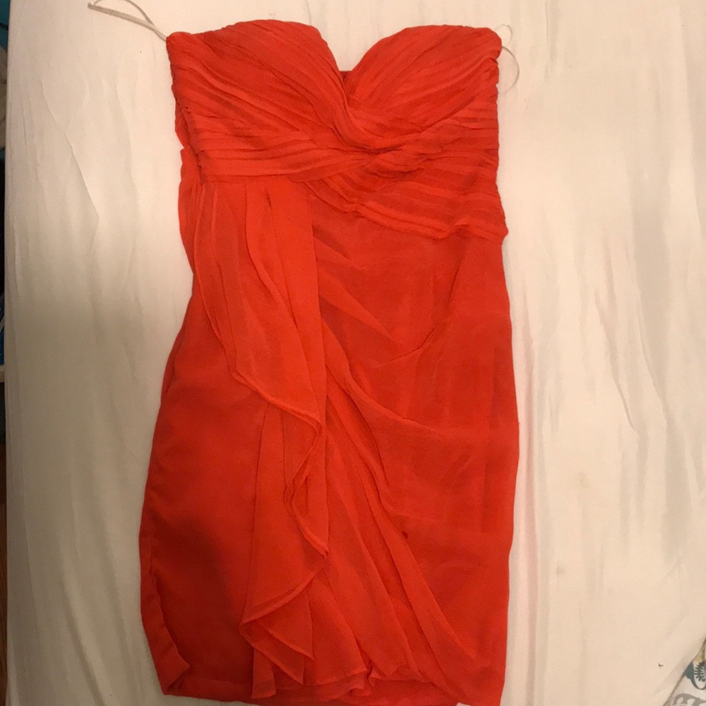 Strapless coral dress